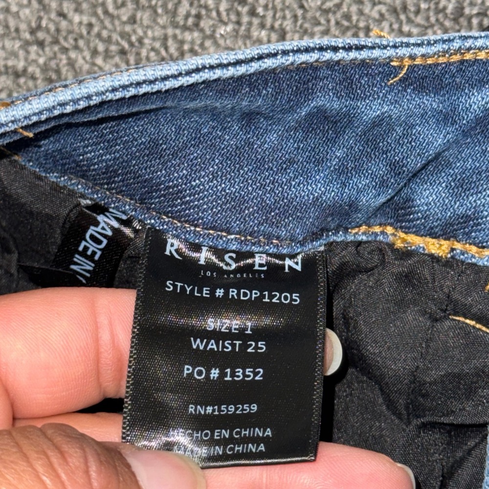 NWT Risen Los Angeles High Rise Straight Leg Jeans Button Fly Raw Hem Size 1 - Picture 7 of 11